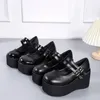 Comemore Retro-Mary-Jane-Schuhe aus Lackleder mit rundem Kopf, große Größe 43, 2025, Frühjahr, neue Damenschuh-Plattform-Pumps mit flachem Mund