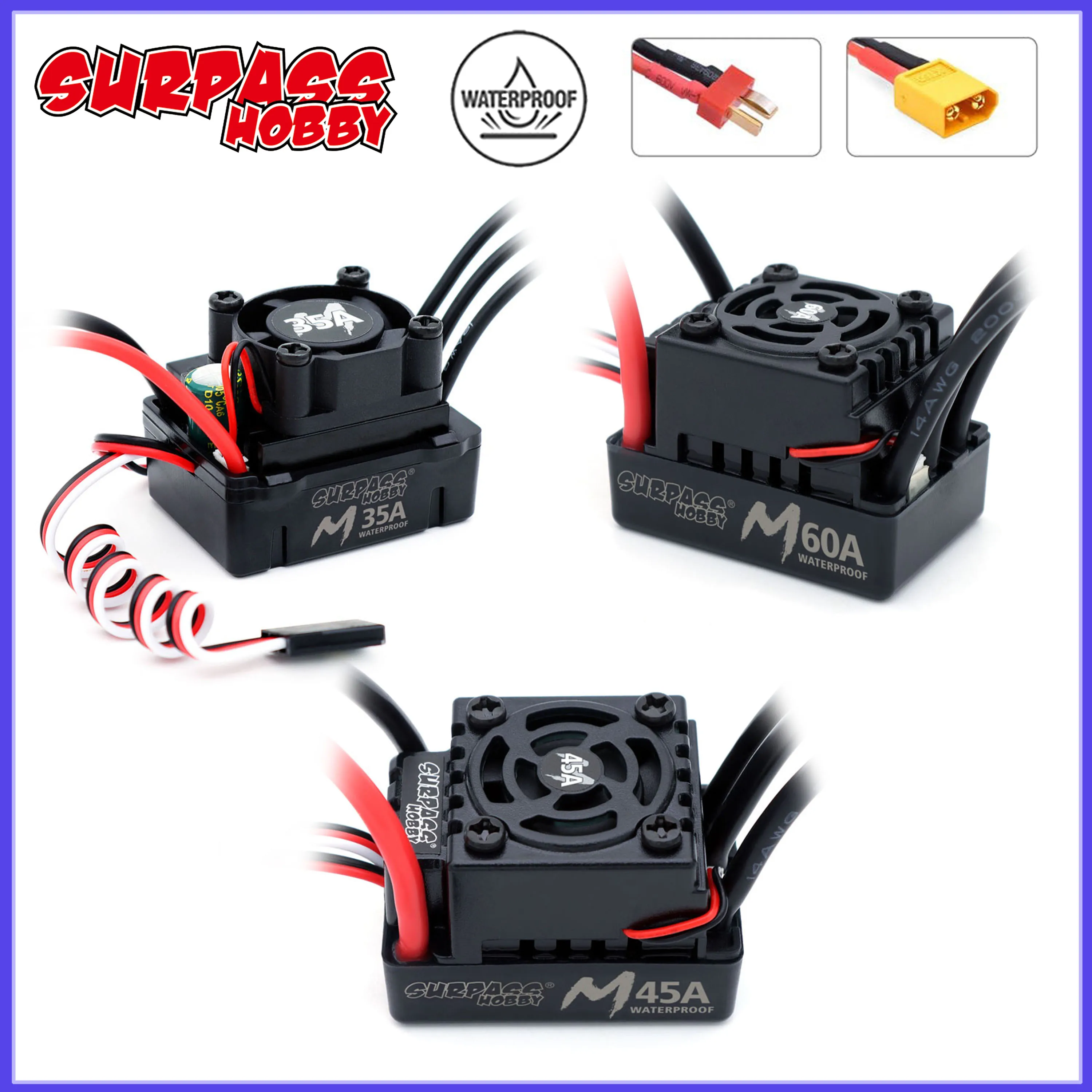 Übertreffen Hobby m Serie bürsten los esc 35a 45a 60a wasserdicht 2-3s für 1/10 1/14 rc On/Offroad Buggy Monster Car 3650 f540 Motor