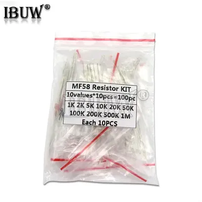 100 stücke = 10 Wert * 10 stücke ntc Thermistor-Widerstand-Kit NTC-MF58 1k 2k 5k 10k 20k 50k 100k Image