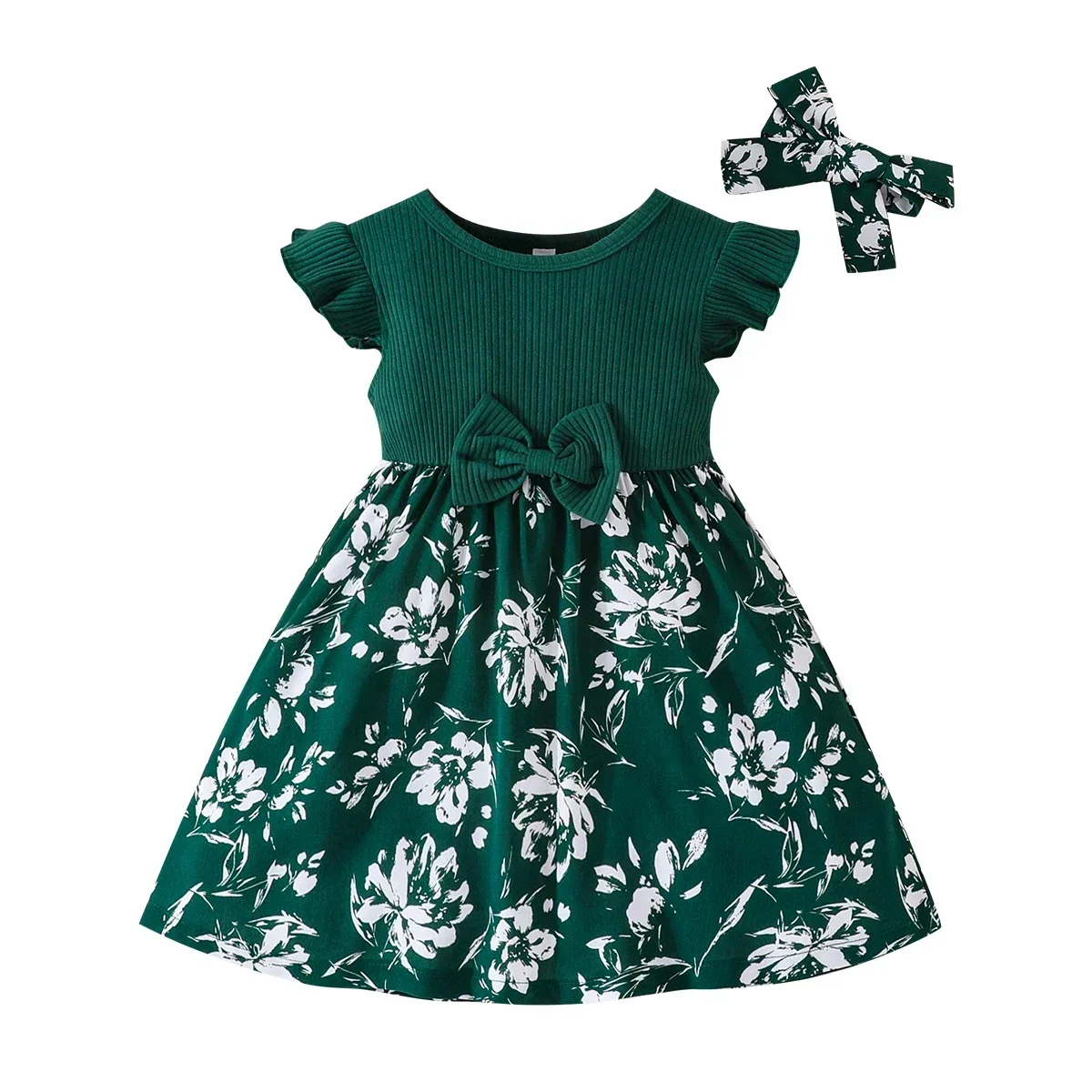 Neugeborene Baby Kleid Kinder koreanischen Stil Mode Schmetterling Ärmel niedlichen Blumen prinzessin Abendkleider Image