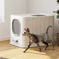 Vassoio per lettiera per gatti Cappuccio coperto Grande ingresso Accesso frontale e superiore con coperchio Vassoio per lettiera per gatti Paletta per WC per addestramento di gattini per animali