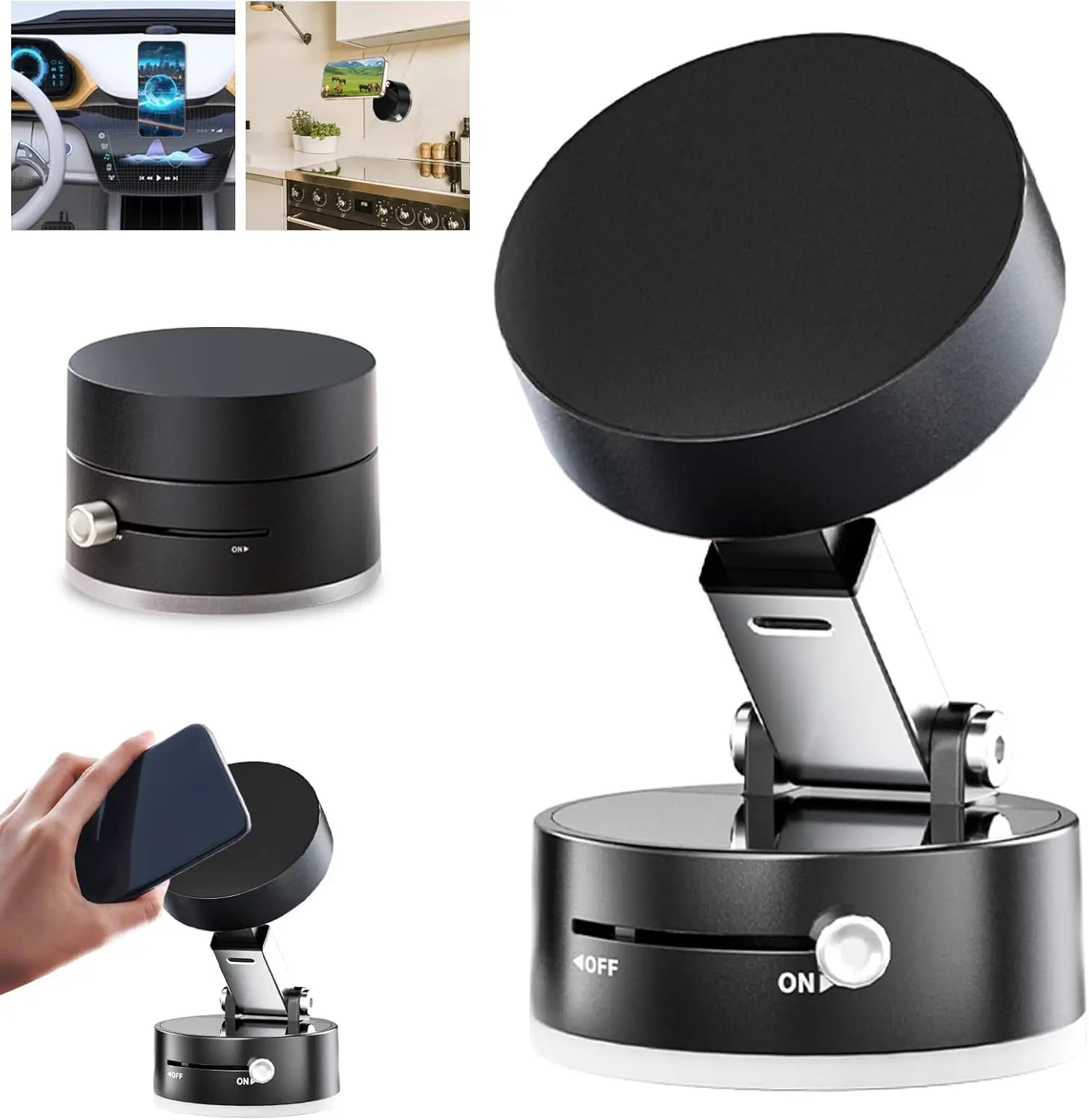 Mini Vacuum Double Side Magnetic Suction Cup Holder Foldable Kitchen Lazy Phone Bracket For iPhone Android Smartphone