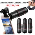 Obiettivo della fotocamera del telefono cellulare 18/28/36X Zoom clip-on Telescopio monoculare Telecamera del telefono Teleobiettivo per campeggio Caccia Sport