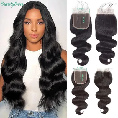 4x4 5x5 Closure Human Hair 24 Inch Body Wave Closure For Women Baby Hair Transparent Brazilian Human