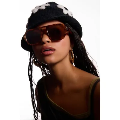 UO River Aviator Sunglasses - Brown at Urban Outfitters