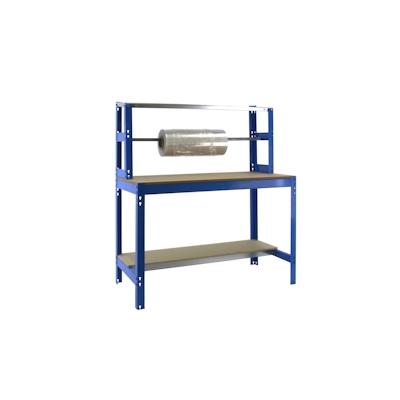 SimonRack Arbeitsbank ohne Schrauben mit BT4 -Holzschalen. Blau/Holzfarbe 1445x910x760 mm Image