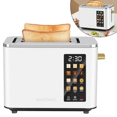 2 Slice-Toaster,Touch Control LCD Screen,6 Shade Setting & Bread Selection,Removable Crumb Tray,Stainless Steel,900W