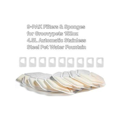 GroovyPets Stainless Steel 152-oz Water Fountain Replacement Filters & Pre-Filter Sponges, 9 count