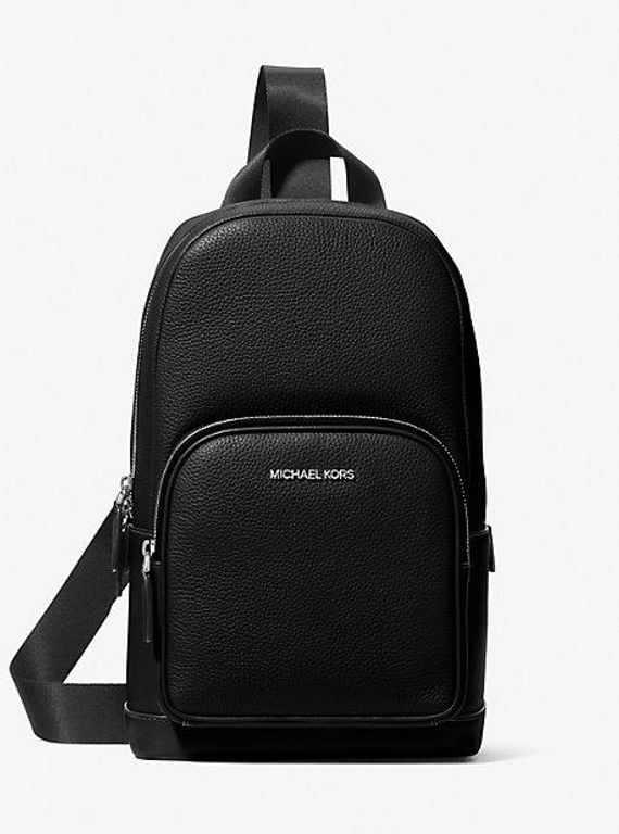 Cooper Pebbled Leather Sling Pack - Black - Michael Kors Backpacks