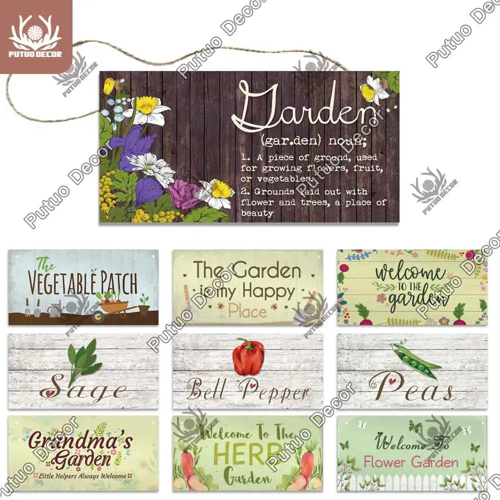 Putuo Decor-Garden Wooden Signs, Gardening Decorative Plaques, House Door Decoration, Garden Decoration, Garden Decoration