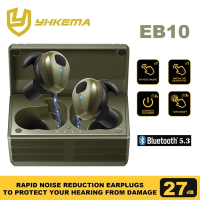 2024 YHKEMA Taktische EB10 Bluetooth Ohrstöpsel Noise Cancelling Schießen Ohrstöpsel Sound Pickup Kopfhörer Noise Cancelling Headset