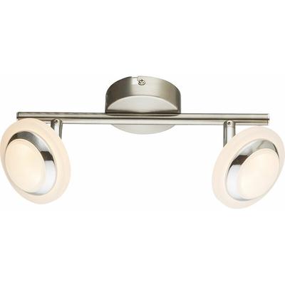 Globo - Deckenleuchte Wohnzimmer led Deckenlampe Chrom, Spots schwenkbar, 2x4W 2x 280lm warmweiß. Image