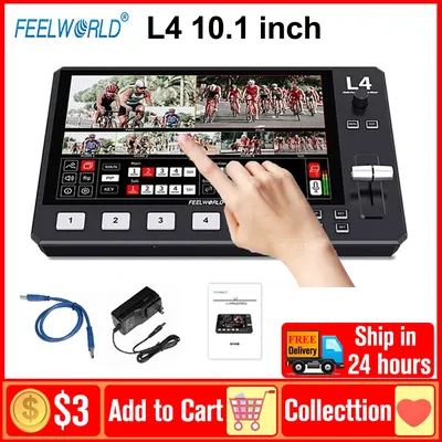 FEELWORLD L4 10.1 polegadas Câmera Video Mixer Switcher Touch Screen Video Switcher Multi Monitor