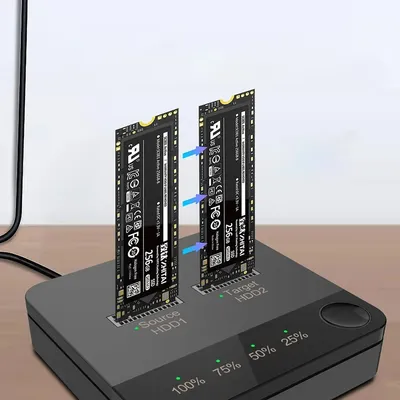 M.2 SATA/NVMe Dual-Bay Hard Drive Docking Station Offline Clone Docking Station Duplicator Data