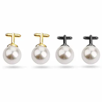 Beads Cufflinks For Men Round White Imitation Pearl Cuff Link Women Suit Concise Business Cufflink