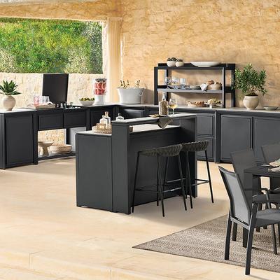 Newport Outdoor Kitchen in Matte Black Aluminum - Cabinet With One Door - Frontgate Resort Collection™