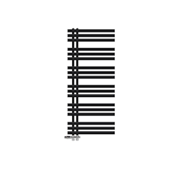 LuxeBath Badheizkörper Iron EM 600×1400 mm Schwarz matt, Seitenanschluss, Thermostat Durchgang-Boden, Design Heizkörper Handtuchwärmer