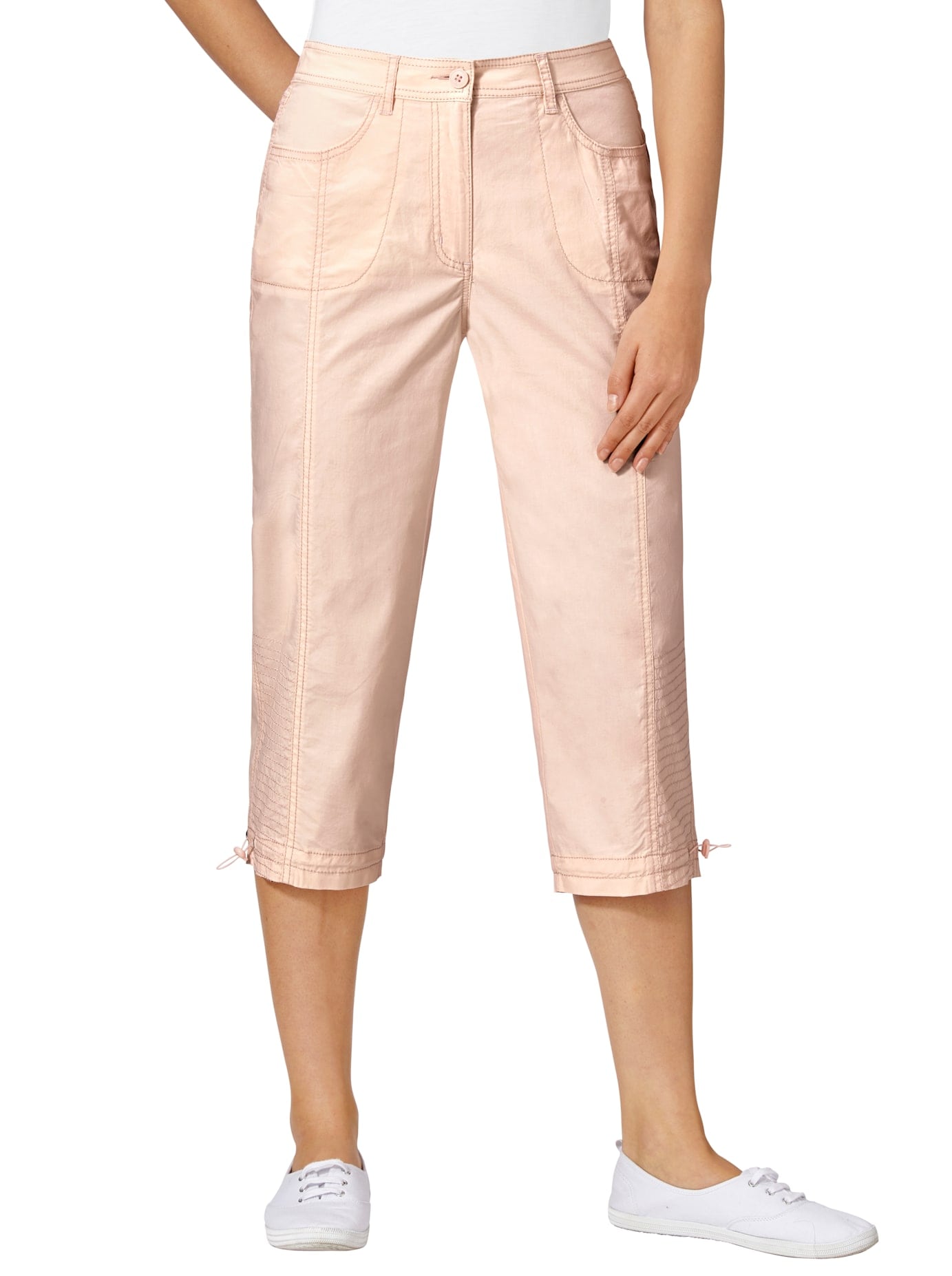 Caprihose CASUAL LOOKS, Damen, Gr. 20, Kurzgrößen, rosa (rosé), 98% Baumwolle, 2% Elasthan, unifarben, 3/4-Länge, Hosen Caprihose