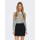 Strickpullover ONLY "ONLLOUISA L/S PULLOVER KNT NCA", Damen, Gr. M (38), beige (birch stripes:with navy), Strick, Obermaterial: 50% Viskose, 28% Polyester, 22% Nylon, gestreift, modisch, slim fit, Langarm, Pullover