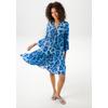 Tunikakleid ANISTON CASUAL, Damen, Gr. 48, N-Gr, blau (türkis, marine, blau), Web, Obermaterial: 100% Viskose, bedruckt, geblümt, modisch, lässig geschnitten kniefrei, V-Ausschnitt, 3/4-Ärmel Volant, Kleider, mit farbenfrohen, graphischen Blüten...