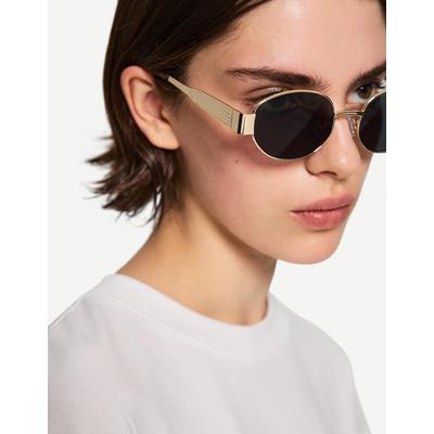Bershka Oval Metallic Sunglasses Women Gold