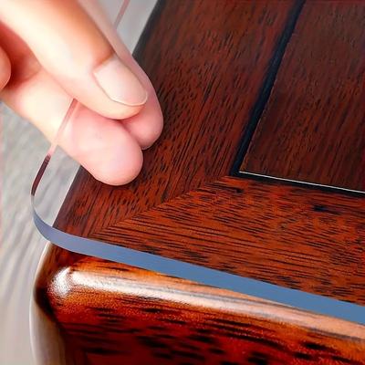 TEMU 1pc Clear Vinyl Table Cover Protector - 2mm Thick, Rectangle, Machine Made, Non-textile, For Dining, Coffee Tables, And Desks, Kitchen Table Cover Protector Image