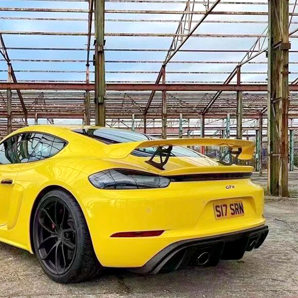 Per Porsche Boxster Cayman 718 981 987 Nuovo GT4 Baule Posteriore Spoiler Ala Baule Posteriore Grande Spoiler Lip Ala In Fibra di Carbonio/FRP Nero