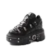 2025 neue Punk Stil Frauen Schuhe Lace-up Ferse Höhe 6 cm Plattform Schuhe Frau Gothic Ankle Rock Stiefel metall Dekor Frau Turnschuhe