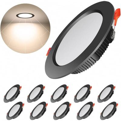 Set mit 10 extraflachen schwarzen LED-Einbauspots, 500 lm, 7 W, runde LED-Deckeneinbauleuchte = 50 Image