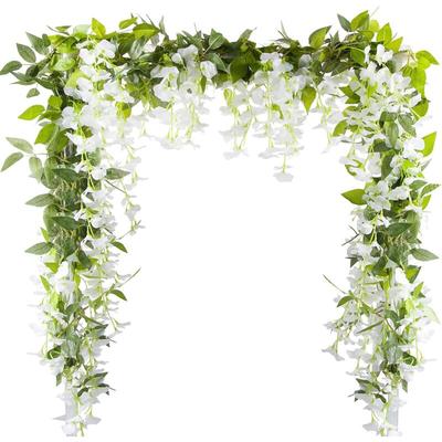 Csparkv - Stück x 2 m künstliche Glyzinienranken, künstliche Glyzinien-Blumen-Hängegirlande für Image