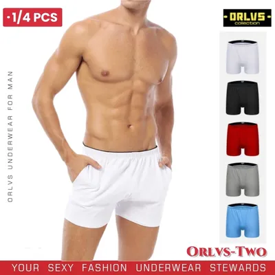 1/4 PCS ORLVS Marke Sexy Männer Unterwäsche Weiche Atmungsaktive Unterwäsche Komfortable Feste Höschen Unterhose Cueca Boxershorts Homme Image
