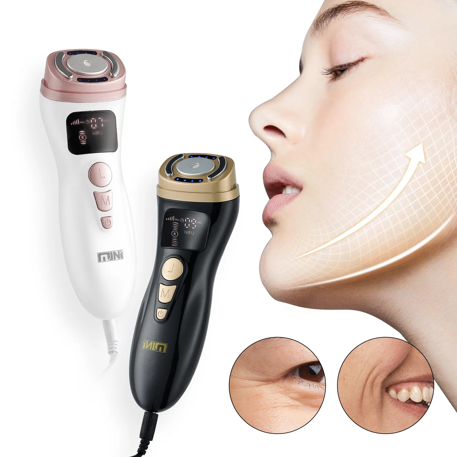 Mini HIFU Maschine Ultraschall RF EMS HIFU Gesichts Lifting Hautstraffung Gerät Gesicht Kinn Hals Auge Anti Falten Massagegerät Heimgebrauch Image
