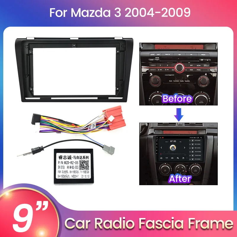 9'' Auto Radio Fascia Rahmen für MAZDA 3 2004-2009 Stereo Panel Dash Installation Umrüstung Trim Kit GPS 1din 2 Din DVD Audio Beze Image