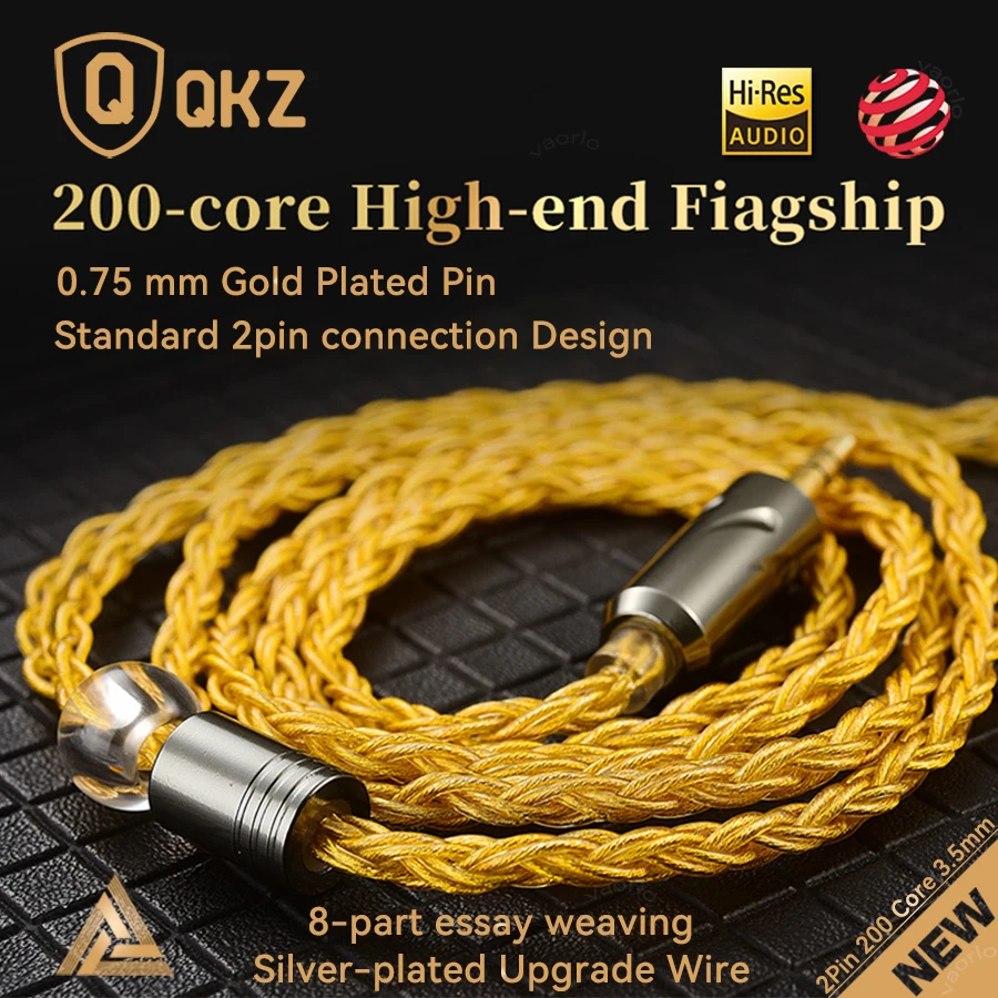 QKZ T1 Kopfhörerkabel OFC Typ Kupfer versilbert Upgrade-Kabel 3,5 mm kabelgebundene Kopfhörer für KZ ZSN PRO ZS10 pro EDX TRN CCA Image