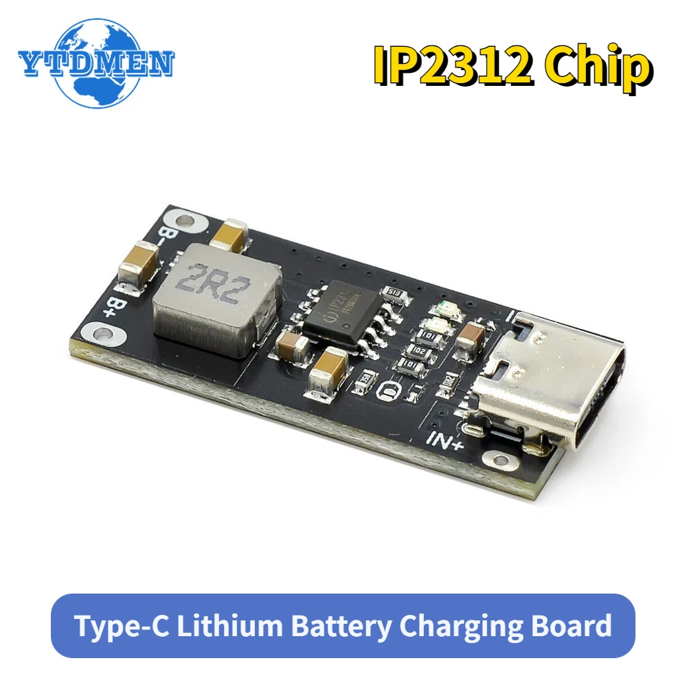 YTDMEN Typ-C USB-Eingang Hochstrom 3A Polymer Ternäre Lithiumbatterie Schnelle Schnellladeplatine IP2312 CC/CV-Modus 5V bis 4,2V Image