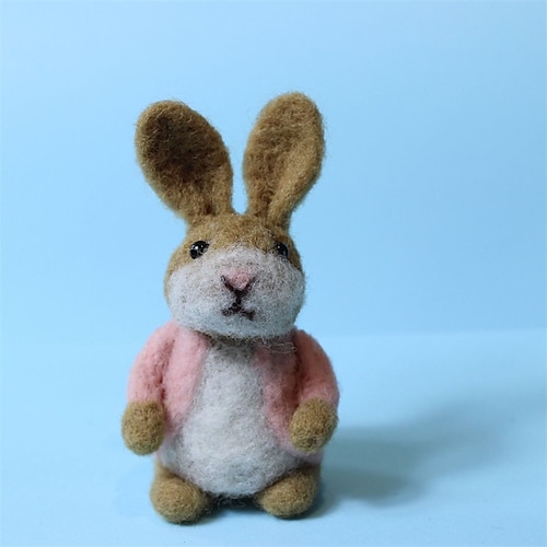 Osterkorb-Füller Nadel Filz Hase handgemachter Woll Miniatur Hase Plüschtier Peter Hase Stil Spielzeug weiches Frühlings Andenken Geschenk für Kinder Mädchen Jungen Baby Waldorf Kindergarten Dekor