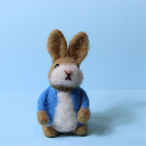 Osterkorb-Füller Nadel Filz Hase handgemachter Woll Miniatur Hase Plüschtier Peter Hase Stil Spielzeug weiches Frühlings Andenken Geschenk für Kinder Mädchen Jungen Baby Waldorf Kindergarten Dekor Image