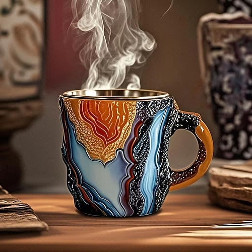 Kaffeetassen aus Mineralglasimitat 2025, farbenfrohes Kunstharz-Kristallglas – elegantes Weihnachtsgeschenk für Zuhause und das Büro, ideal für Weihnachten Image