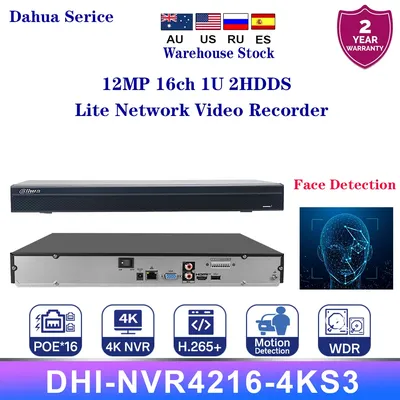 Dahua Serice NVR4216-4KS3 12MP 16ch 1U 2HDDS Lite Network Video Recorder Supports Face Detection