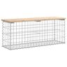 DELUKE® Gartenbank Gabionen BIKS aus Stahl 103x31,5x42cm Kiefernholz Natur Gabionenbank Gartentisch aus Gabionen Steinkorb Gabionengitter