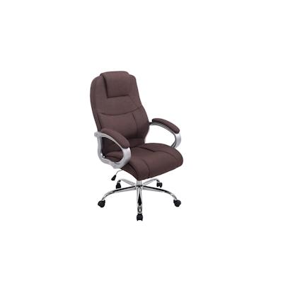 DELUKE® Bürostuhl SYDNEY Stoff - 113x66x70, Braun | Stoff | Metall in Chromoptik Gestell | ergonomische Bürostühle Homeoffice Stuhl mit Rollen Image
