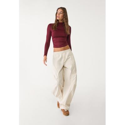 Stradivarius Long sleeve T-shirt with gathering Burgundy S