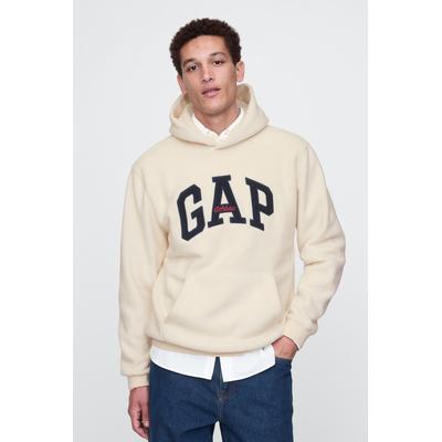 Gap Mens Cream Athletic Logo Hoodie - Cream