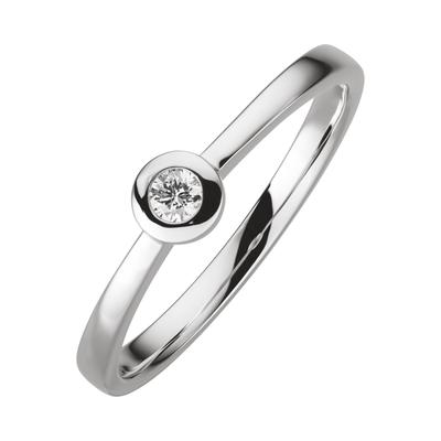 Fingerring OROLINO "750 Gold 1x Brillant 0,07ct." Gr. 19, weiß (weiß, weiß), Fingerringe, Damen, 060 (19,1), 0,07 ct SI = kleine Einschlüsse, Gold Image