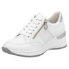 Keilsneaker RIEKER, Damen, Gr. 41, silber (weiß, silberfarben), Lederimitat, Textil, Glitzer, sportlich, Schuhe Sneaker, Schnürschuh, Halbschuh, Sneaker mit loser Einlage, schmale Form