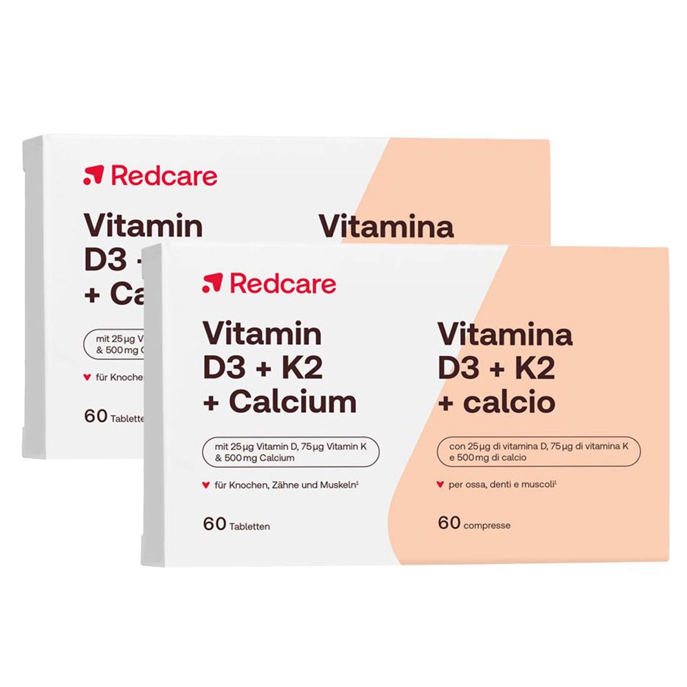 Redcare Vitamina D3, K2 e calcio Set da 2 2x60 pz Compresse