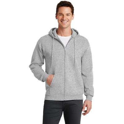 Port & Company PC78ZH Core Fleece Full-Zip Hooded Sweatshirt in Ash size 6XL | Cotton/Polyester Blend