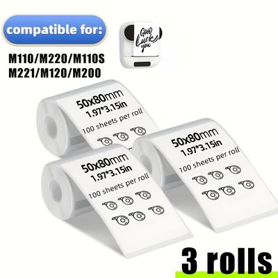 TEMU 3pcs Size 1.97'' X 3.15'' (50x80mm), Stickers, Suitable For White Square Stickers Compatible With M110, M120, , M220, M221 Image