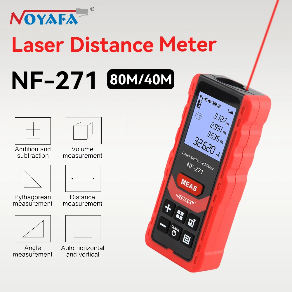 NOYAFA NF-271 Laser-Entfernungsmesser 40 m 80 m Laser-Entfernungsmesser Laser-Maßband Präzises Entfernungsmessgerät Messgerät Werkzeuge Image