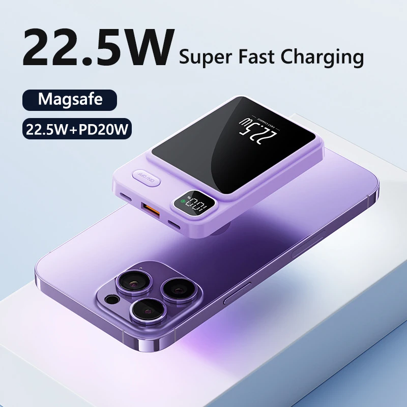 22,5 W Schnelllade-Powerbank 20000 mAh 15 W Magsafe Wireless-Ladegerät für iPhone 16 15 14 13 12 X Samsung Huawei Xiaomi Powerbank Image